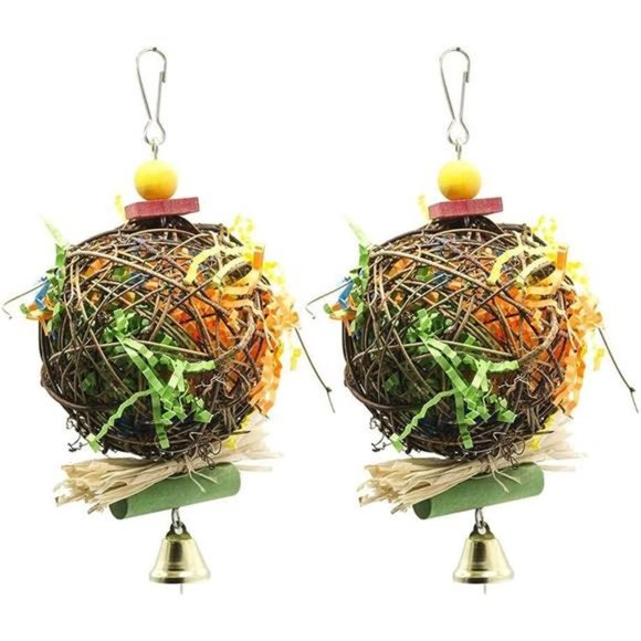 2 Pack Bird Chewing Toys Foraging Shredder Toy Parrot Cage Shredder Toy Foraging - Picture 1 of 5